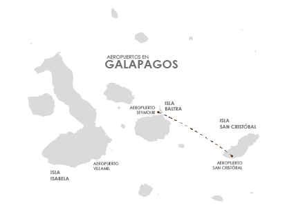 Mapa con la ruta de vuelo desde la isla Cristóbal a la isla Baltra